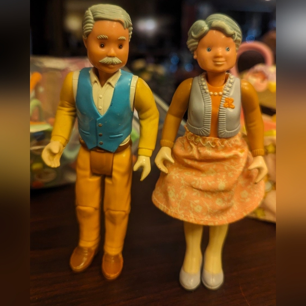 Fisher Price Loving Family Dollhouse Grandparents Grandma Grandpa 1999 VTG